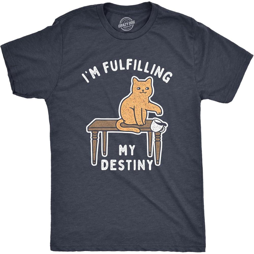 imageMens Im Fulfilling My Destiny Cat T Shirt Funny Sarcastic Gift for Kitten LoverHeather Navy