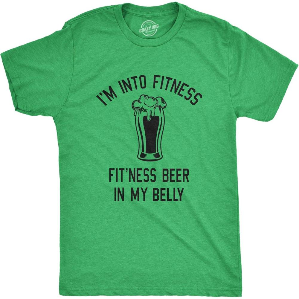 imageMens Im Into Fitness Fitting This Beer in My Belly T Shirt Funny Drinking TeeHeather Green