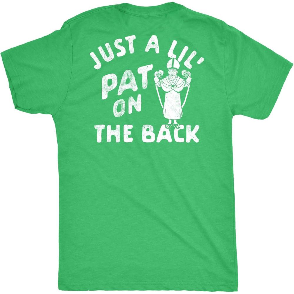 imageMens Just A Lil Pat On The Back Graphic Tee Funny St Patricks Day T ShirtHeather Green Pat on the Back