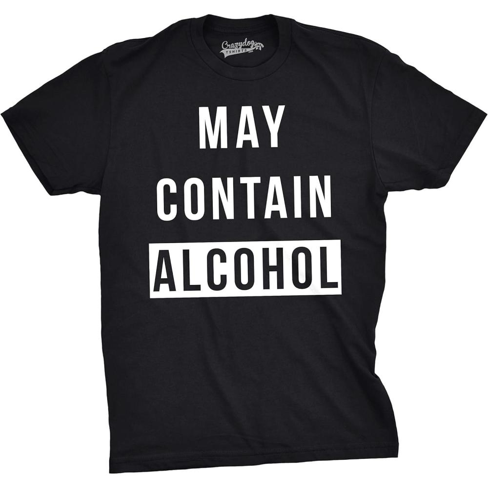 imageMens May Contain Alcohol Funny Shirts Hilarious Drinking Novelty Cool T ShirtBlack