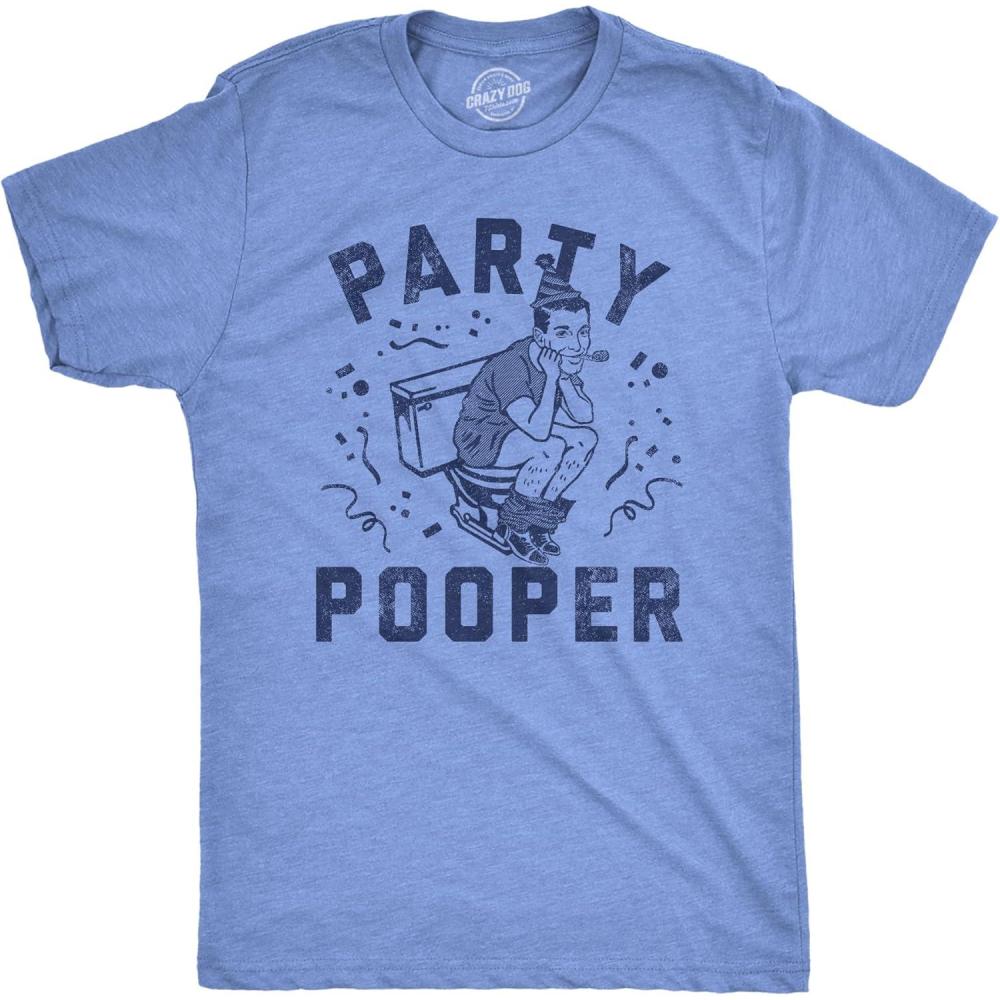 imageMens Toilet Humor TShirts Funny Tees Full of Bull Shirt for GuysLight Heather Blue Party Pooper