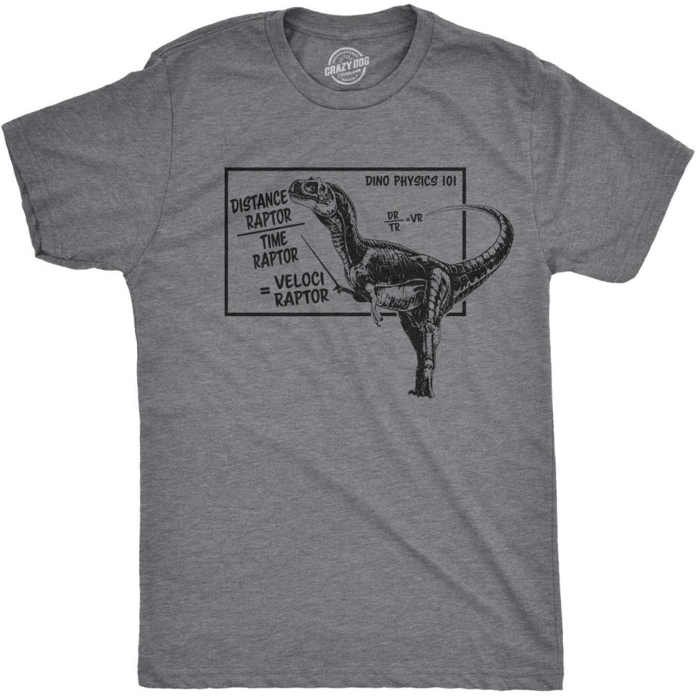 imageMens Velociraptor T Shirt Funny Physics Joke Raptor Dinosaur Novelty SayingDark Heather Grey