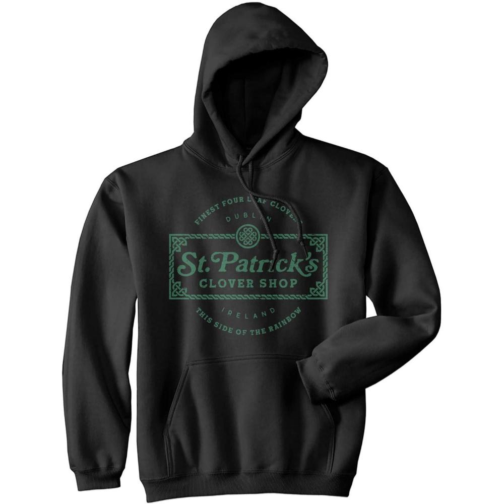 imageSt Patricks Clover Shop Hoodie Funny Vintage St Patricks Day Parade Outfit Cool Shamrock DesignHeather Black