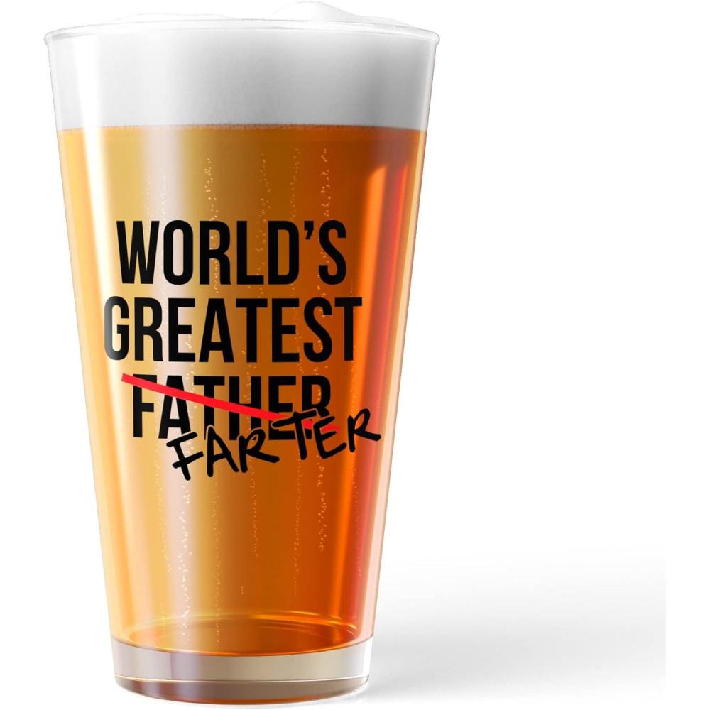 imageWorlds Greatest Farter Pint Glass Funny Sarcastic Fathers Day Gift Novelty Cup16 oz Funny Drinking Glasses Dad Joke Cool Sarcastic Novelty Drinking White Standard