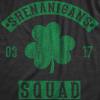Mens Shenanigans Squad T Shirt Funny St Patricks Day Clover Graphic Saint Paddy Tee(Heather Black)