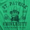 Mens St Patrick University T Shirt Funny Saint Paddys Day College Tee for Guys(Heather Green – University)