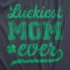 Womens Funny T Shirt Luckiest Mom Ever St Patricks Day Graphic Tee for Ladies(Heather Navy – Luckiest)