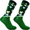 Crazy Dog T-Shirts Funny Socks for St Patricks Day Green Irish Socks for the Parade on Saint Pattys Day(Falling Clovers)
