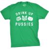 Funny Cat Drinking Shirt – ‘Drink Up Pussies’ Novelty Graphic Tee | Adult Humor, St. Patrick’s Day & Party Wear(Green)