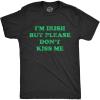 Mens I’m Irish But Please Don’t Kiss Me T Shirt Funny St Patricks Day Party Novelty Tee(Heather Black)