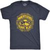 Mens Mountains are My Happy Place Cool Vintage Rockies Outdoor Nature T Shirt(Heather Navy)