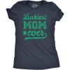 Womens Funny T Shirt Luckiest Mom Ever St Patricks Day Graphic Tee for Ladies(Heather Navy – Luckiest)