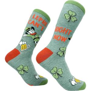 Crazy Dog T-Shirts Funny Socks for St Patricks Day Green Irish Socks for the Parade on Saint Pattys Day(Leprecant)
