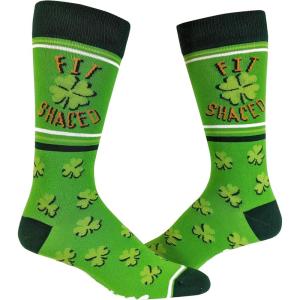 Crazy Dog T-Shirts Funny Socks for St Patricks Day Green Irish Socks for the Parade on Saint Pattys Day(Mens Fit Shaced)