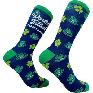 Crazy Dog T-Shirts Funny Socks for St Patricks Day Green Irish Socks for the Parade on Saint Pattys Day(Tallest Leprechaun)