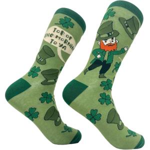 Crazy Dog T-Shirts Funny Socks for St Patricks Day Green Irish Socks for the Parade on Saint Pattys Day(Top of the Mornin)