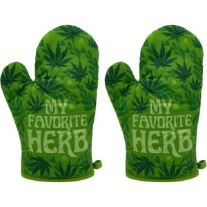 Crazy Dog T-Shirts My Favorite Herb Funny 420 Pot Leaf Smoking Novelty Kitchen Utensils Funny Graphic Kitchenwear 420 Cool Food Novelty Cookware Green – Oven Mitt(Oven Mitt (Pack of 2))