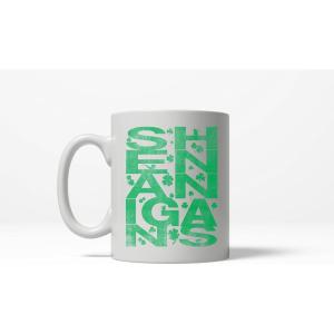 Crazy Dog T-Shirts Shenanigans Covered In Clovers Vintage Irish St. Patricks Day Ceramic Coffee Drinking Mug – 11oz Microwave Safe Insulated Drinking Cup