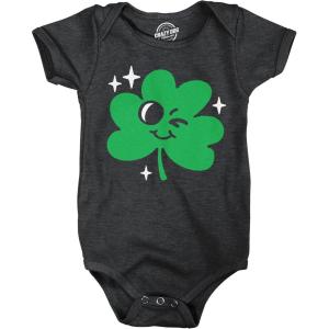 Crazy Dog T-Shirts Winking Clover Baby Bodysuit Funny Sarcastic St Patricks Day Jumper For Infants
