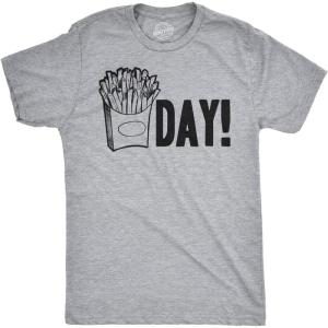 Mens Fry Day Friday T Shirt Funny Fast Food French Fry Weekend TGIF Tee(Light Heather Grey)