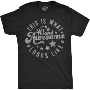 Mens Funny T Shirts I’m This Old – Oldometer 40, 50, or 60 and More Sarcastic Birthday Graphic Novelty Tees for Men(Heather Black – 40 and Awesome)