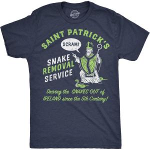 Mens Funny T Shirts Saint Patricks Snake Removal Service Sarcastic St Paddys Day Tee for Men