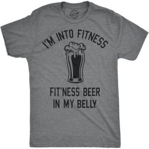 Mens Im Into Fitness Fitting This Beer in My Belly T Shirt Funny Drinking Tee(Dark Heather Grey)