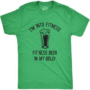 Mens Im Into Fitness Fitting This Beer in My Belly T Shirt Funny Drinking Tee(Heather Green)