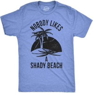 Mens Shady Beach Funny Shirts Vacation Funny Vintage Novelty Hilarious T Shirt(Heather Light Blue)