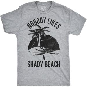 Mens Shady Beach Funny Shirts Vacation Funny Vintage Novelty Hilarious T Shirt(Light Heather Grey)