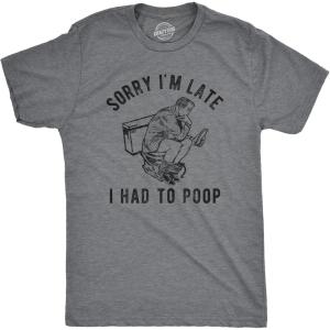 Mens Toilet Humor T-Shirts Funny Tees Full of Bull Shirt for Guys(Dark Heather Grey – Late Poop)