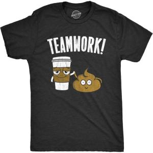 Mens Toilet Humor T-Shirts Funny Tees Full of Bull Shirt for Guys(Heather Black – Teamwork)