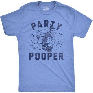 Mens Toilet Humor T-Shirts Funny Tees Full of Bull Shirt for Guys(Light Heather Blue – Party Pooper)