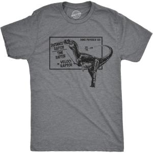 Mens Velociraptor T Shirt Funny Physics Joke Raptor Dinosaur Novelty Saying(Dark Heather Grey)