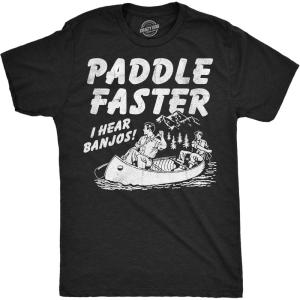 Paddle Faster I Hear Banjos Funny Vintage Movie T-Shirt(Heather Black – Paddle Faster)