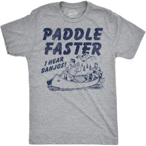 Paddle Faster I Hear Banjos Funny Vintage Movie T-Shirt(Light Heather Grey – Paddle Faster)