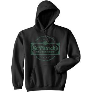 St Patricks Clover Shop Hoodie Funny Vintage St Patricks Day Parade Outfit Cool Shamrock Design(Heather Black)