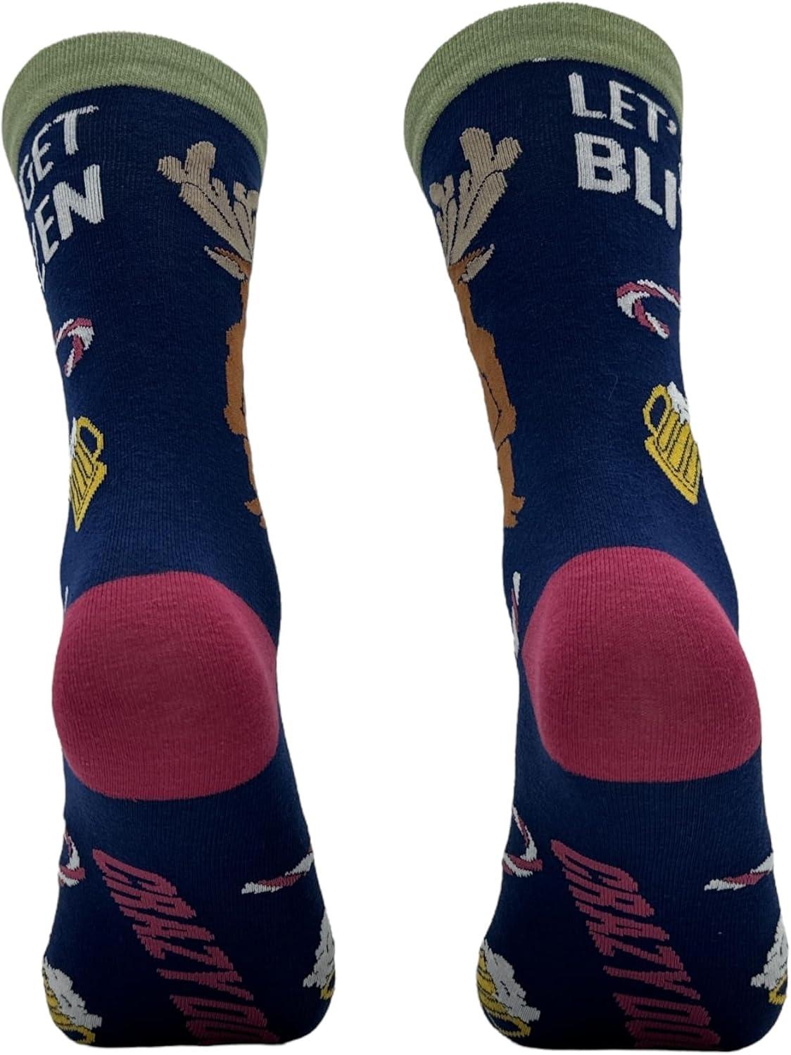 imageCrazy Dog TShirts Sarcastic Womens Christmas Socks with Funny Designs Sassy Footware for The HolidaysLets Get Blitzen