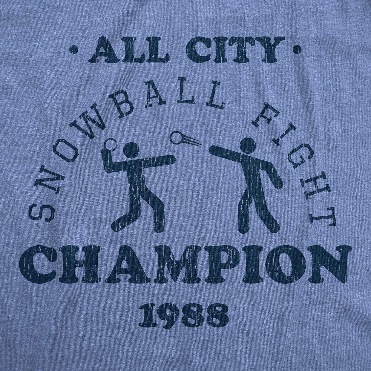 imageWomens All City Snowball Fight Champion 1988 T Shirt Funny Winter Snow Graphic Vintage TeeLight Heather Blue
