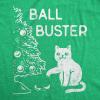 Womens Ball Buster T Shirt Funny Christmas Tree Cat Ornaments Graphic Tee(Heather Green)