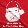 Womens Gift is in The Litter Box Funny Crazy Cat Christmas Holiday T Shirt(Red)