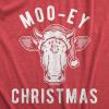 Womens Moo-ey Christmas T Shirt Funny Holiday Festive Cow Merry Xmas Graphic Tee(Heather Red)