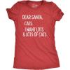 Womens Dear Santa Cats I Want Lots and Lots of Cats T Shirt Funny Pet Kitty Christmas Graphic Tee(Heather Red)
