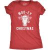 Womens Moo-ey Christmas T Shirt Funny Holiday Festive Cow Merry Xmas Graphic Tee(Heather Red)