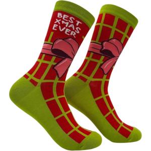 Crazy Dog T-Shirts Sarcastic Womens Christmas Socks with Funny Designs Sassy Footware for The Holidays(Best Xmas)