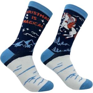 Crazy Dog T-Shirts Sarcastic Womens Christmas Socks with Funny Designs Sassy Footware for The Holidays(Christmas is Magical)