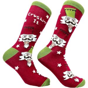 Crazy Dog T-Shirts Sarcastic Womens Christmas Socks with Funny Designs Sassy Footware for The Holidays(Crushin It)