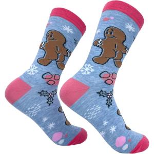 Crazy Dog T-Shirts Sarcastic Womens Christmas Socks with Funny Designs Sassy Footware for The Holidays(Gingerbread Butt)