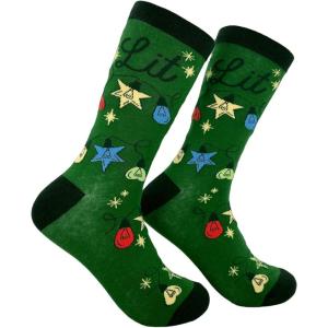 Crazy Dog T-Shirts Sarcastic Womens Christmas Socks with Funny Designs Sassy Footware for The Holidays(Lit)