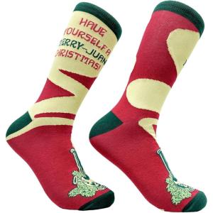 Crazy Dog T-Shirts Sarcastic Womens Christmas Socks with Funny Designs Sassy Footware for The Holidays(Merry Juana)
